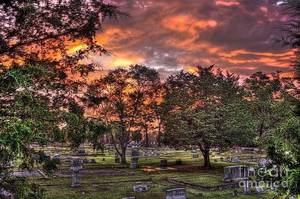 Sunset at Greensboro City Cemetary