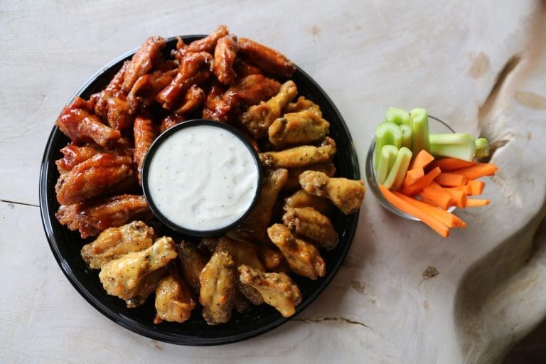 A plate of chicken wings