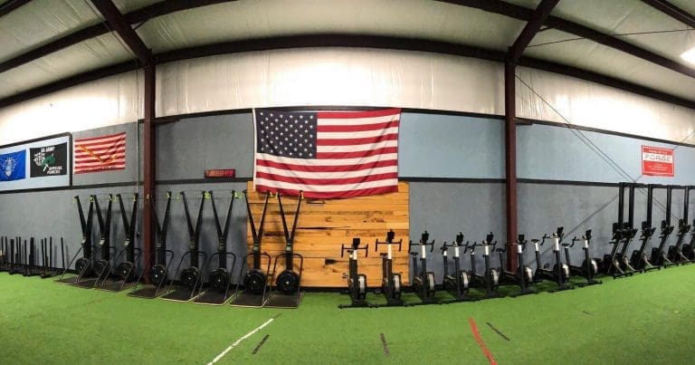 a row of exercise equipment at Core Blend Training